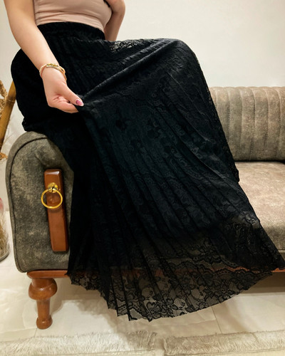 دامن کمرکش زنانه جنس گیپور آستردار کد ۲۱۰