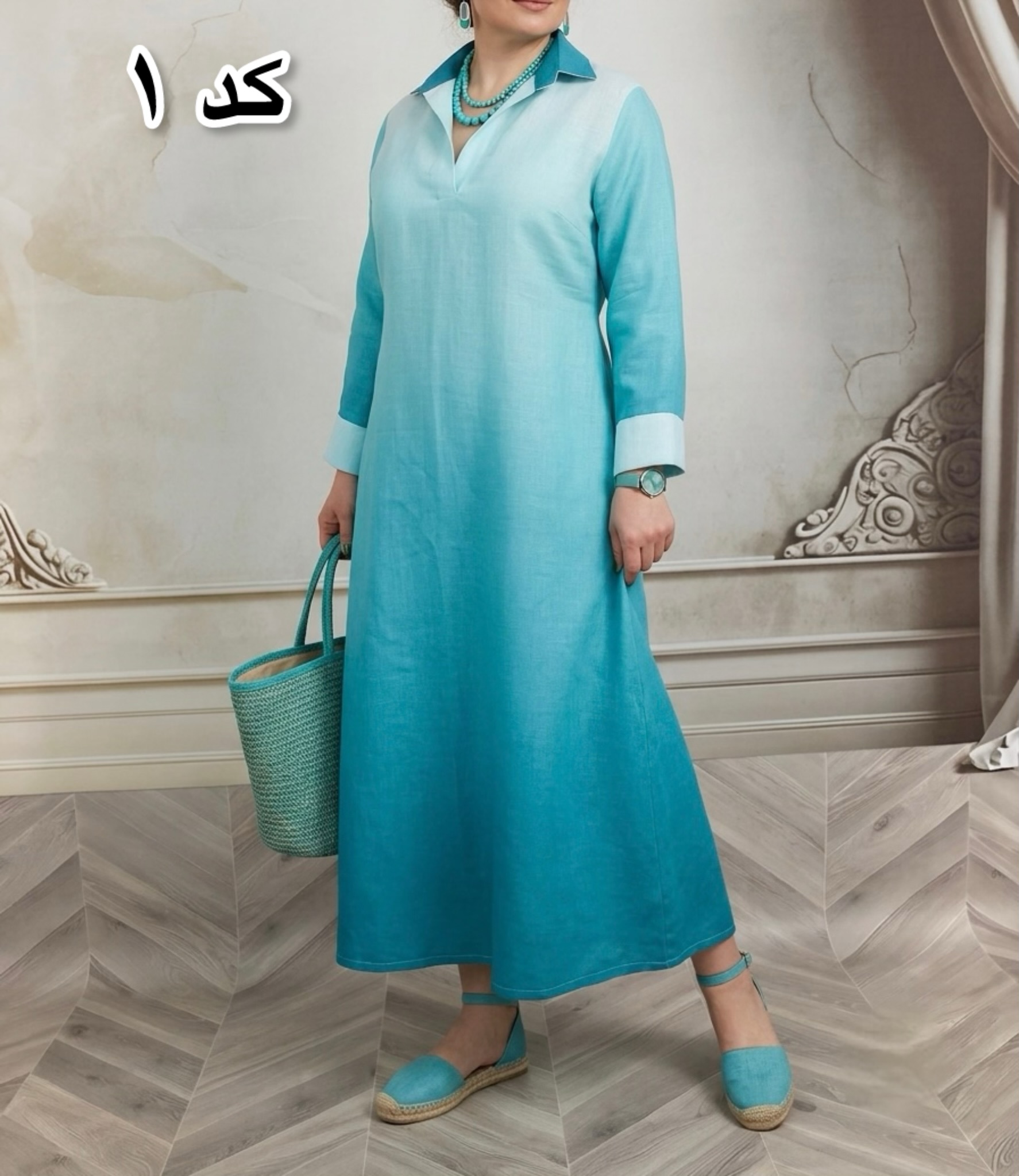 پیراهن ساحلی زنانه مدل پاستلی جنس لینن کد ۴۲۱