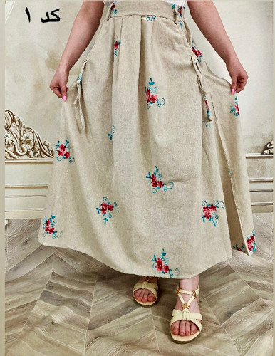دامن زنانه جنس لینن خامه دوزی (گلدوزی) کد ۴۲۴