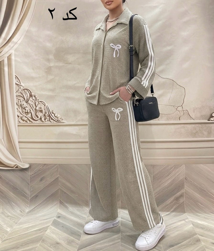 ست شومیز شلوار زنانه جنس لینن زنبوری کد ۴۵۵